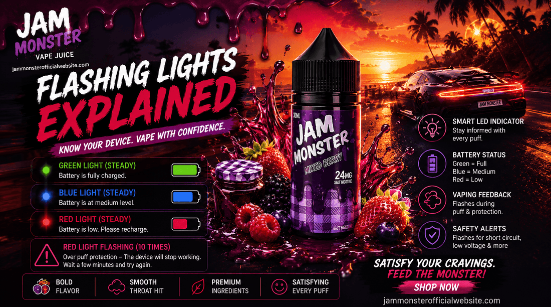 Jam Monster Vape Juice Flashing Lights Explained
