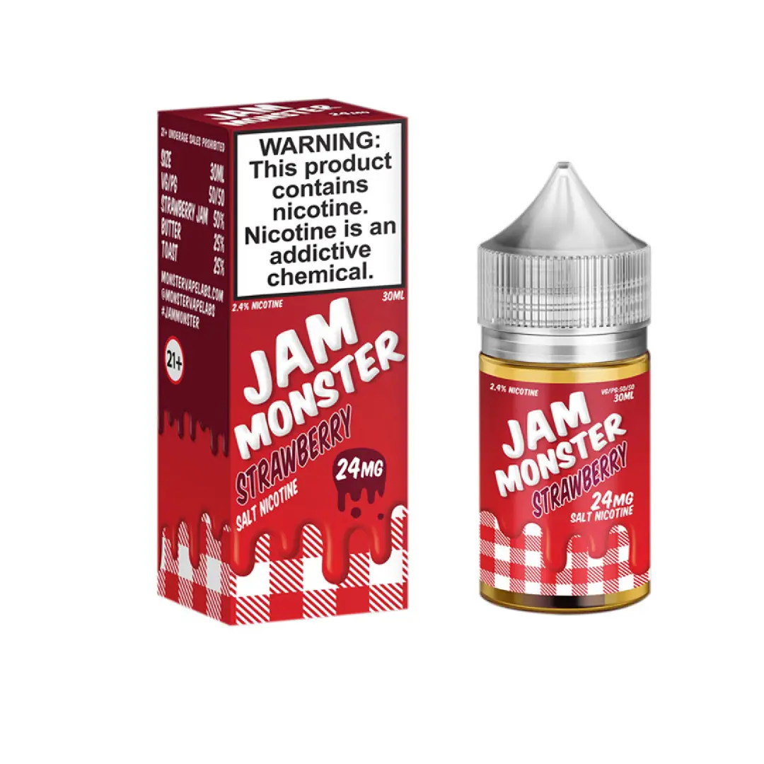 Strawberry Nicotine Salt Jam Monster E Liquid Refillable Vape Device